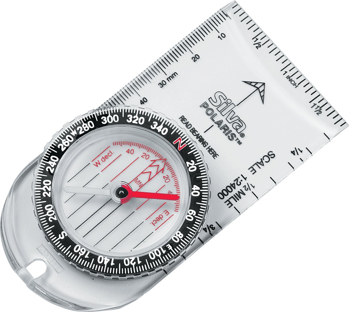 Elisona-Mini Pocket Multi-functional Compass Map Millimeter Inch Measure Ruler Compass with Nylon Strap
