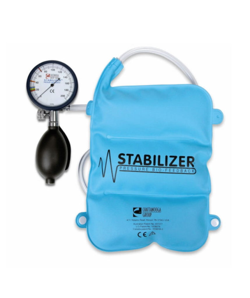 A blue stabilizer pressure bio-feedback cuff.