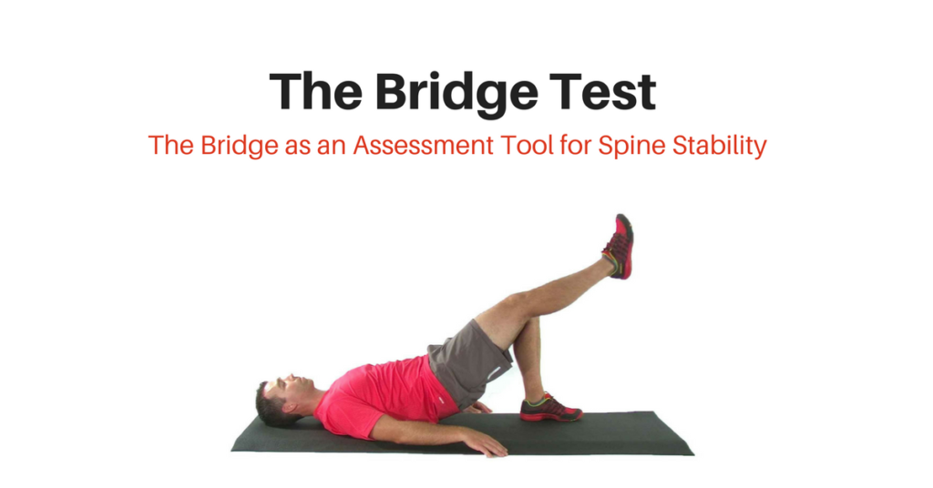 Man performing a single leg bridge test to determine risk of lower back pain.