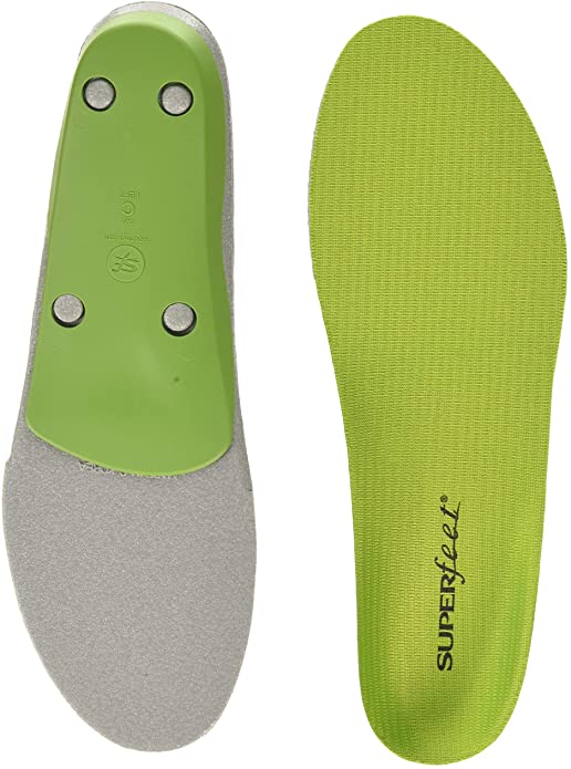 A pair of insoles for hiking shoes.