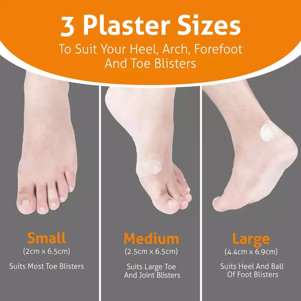 Different plaster sizes to treat blisters.