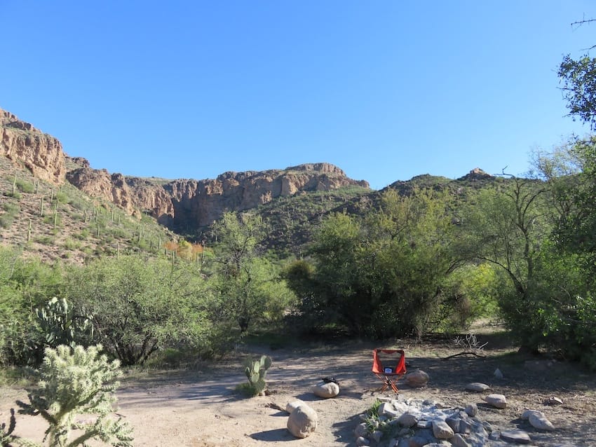 Camp site at Charlebois Springs in Superstition Mountains.