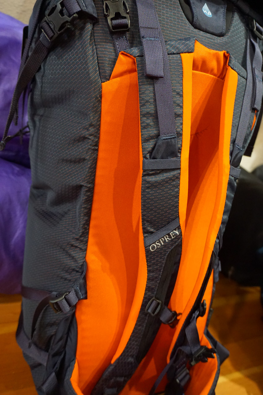 Thinner shoulder strap padding on the Mutant 38 Osprey Backpacking Backpack.