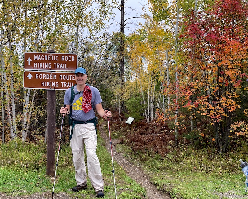 Hiker completing Border Route Trail.